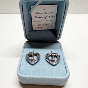 Ashton Drake Beacon of Hope Heart Wave Star Sterling Silver Diamond Earrings